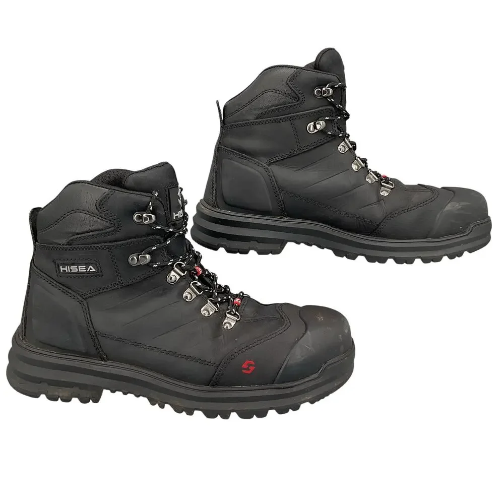 Hisea Men’s Waterproof Composite Toe Work Boots Black Size 9M